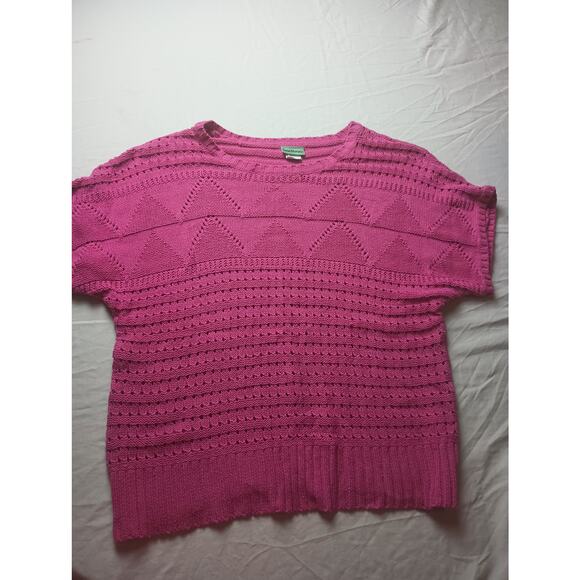 Sara Morgan Pink Knit Sweater Beach Swim Vacation Festival Women Large - Picture 1 of 5